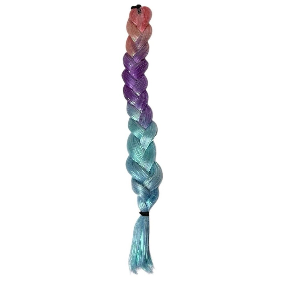 Ombre Braided Ponytail Extension 24" Pink Purple Blue Sparkle Jumbo Braid New